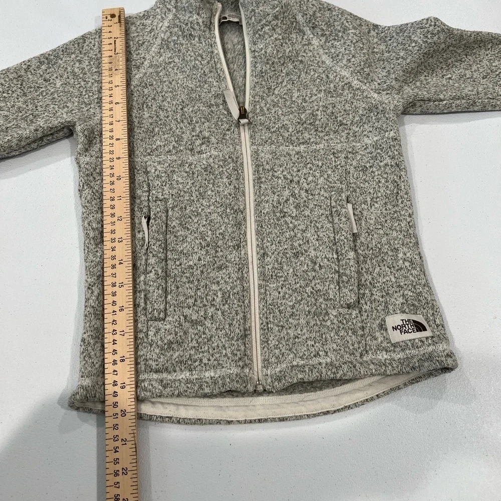 The North Face V5801 Girls Crescent Full Zip Sweater S 7-8Vintage White Heather